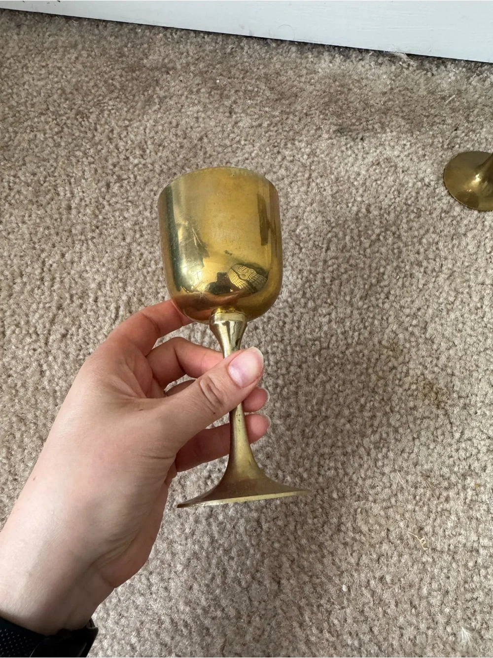 Vintage Brass Gold Stemmed Wine Glasses / Goblets